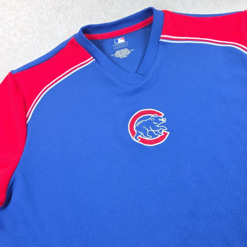 Genuine Merchandise Jersey Mens XL Blue Red Chicago Cubs Baseball Logo V-Neck